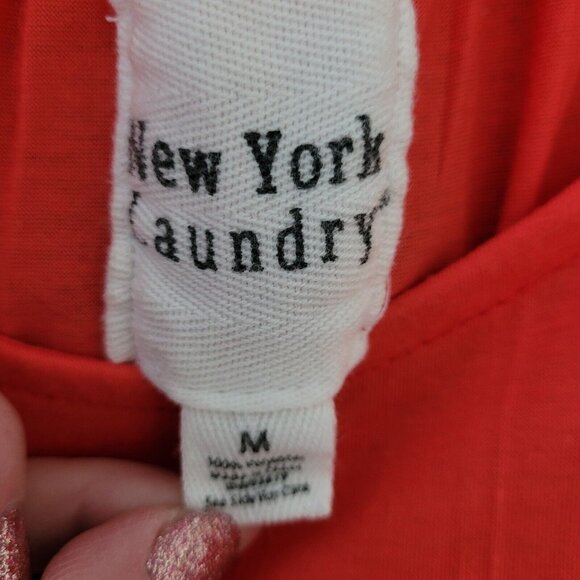 New York Laundry Top Womens Size M Orange Crochet Shoulder 3/4 Sleeve - Picture 3 of 9